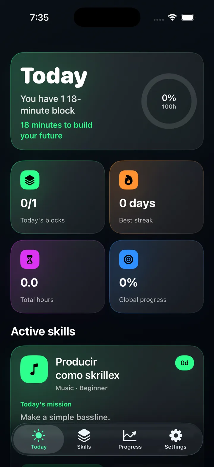 Goalify 18 dashboard